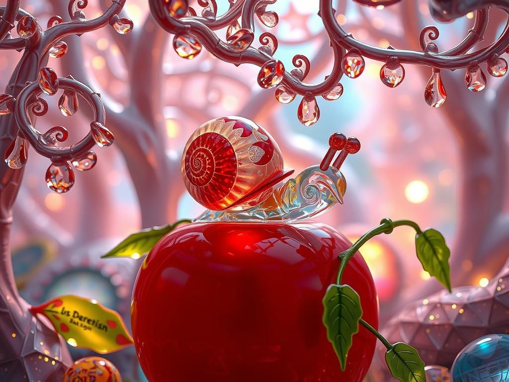 Magical Glass Snail and Dream Tree: Digital Art