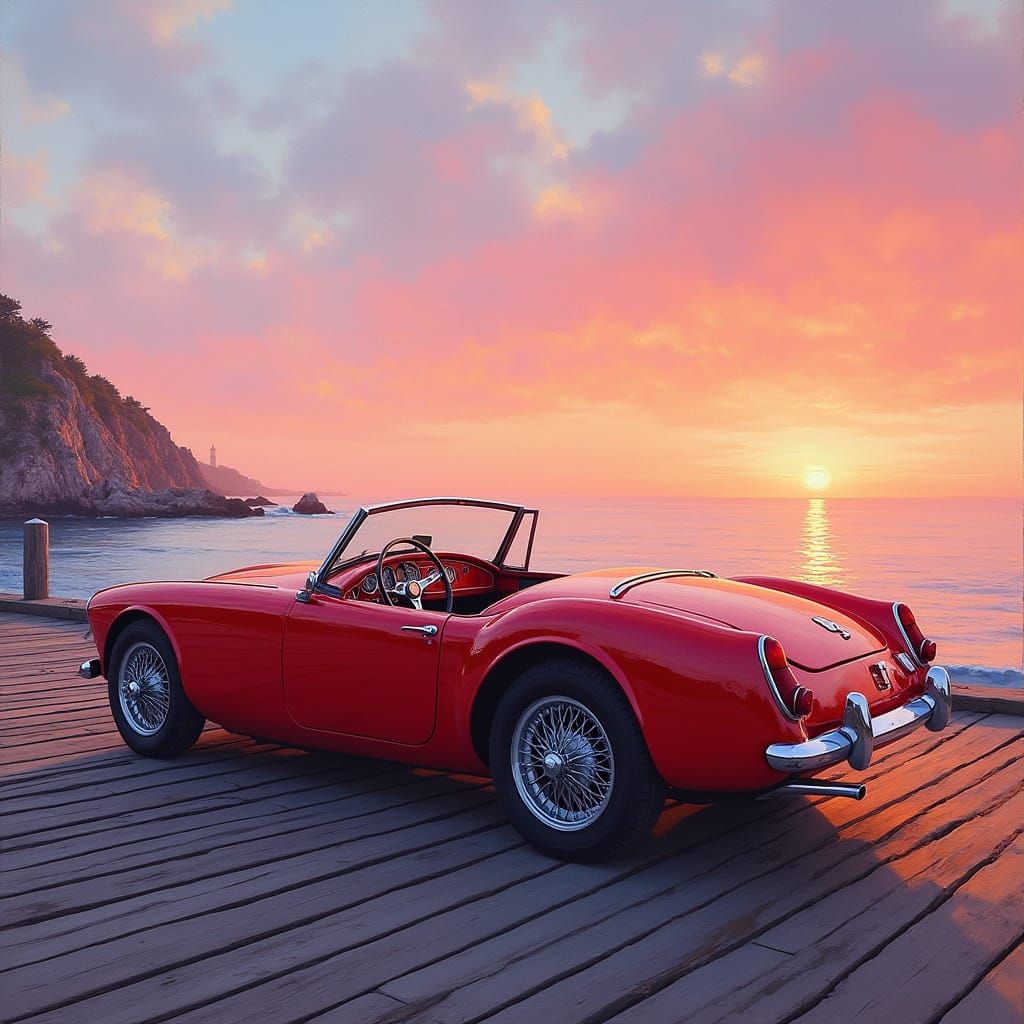Vintage MG Roadster 1963 in Sunset Red