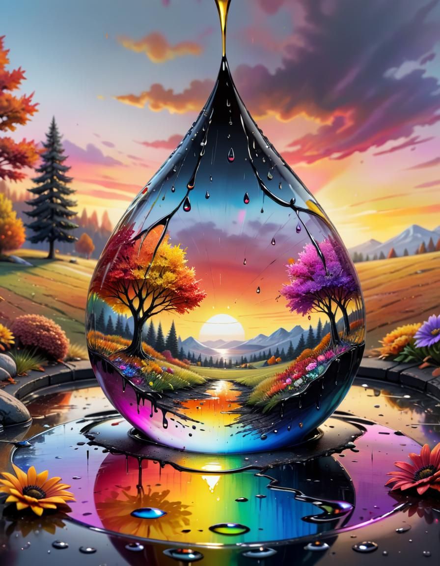 Living Room Diorama Inside a Water Drop