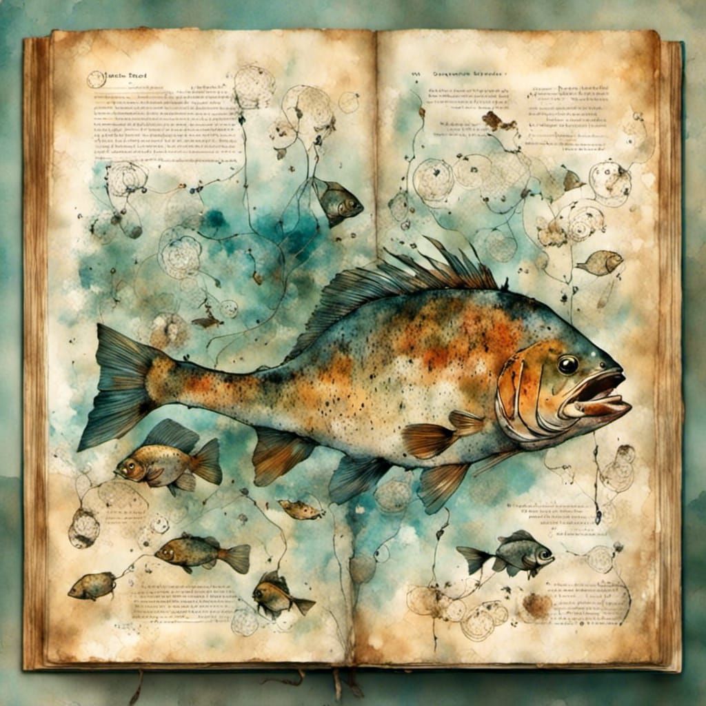 Open Book on Fishing With Illustrations