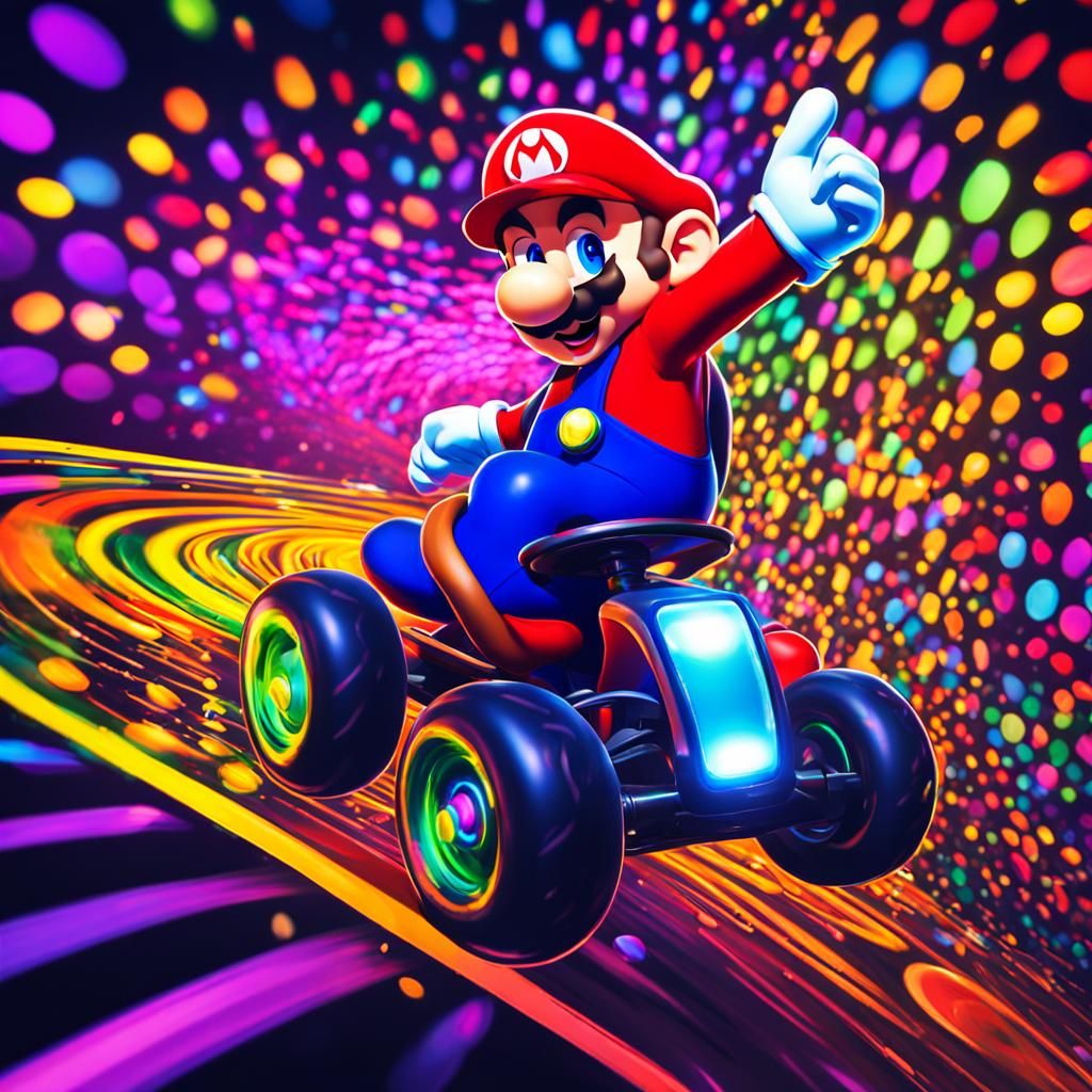 Psychedelic Mario Kart Blacklight Poster Photography