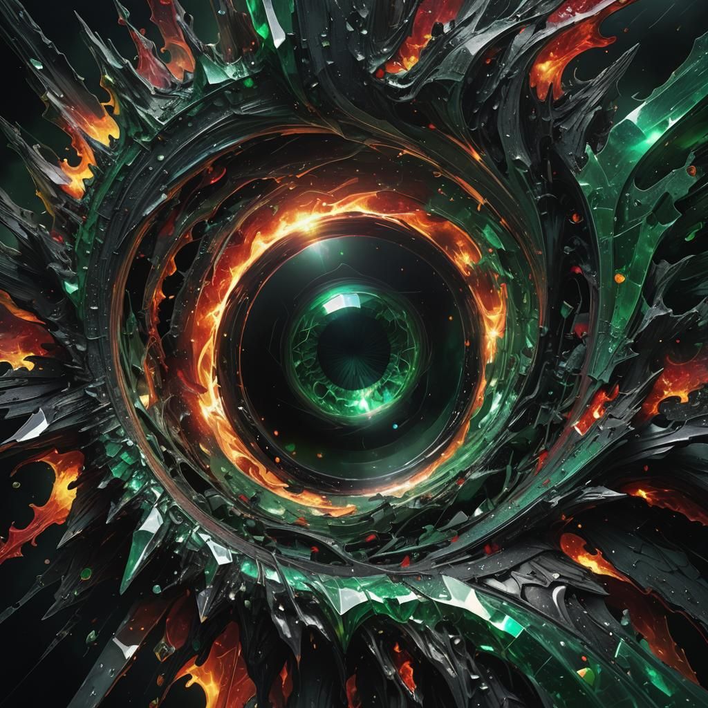 Burning Crystal Core in Dark Surreal Black Hole