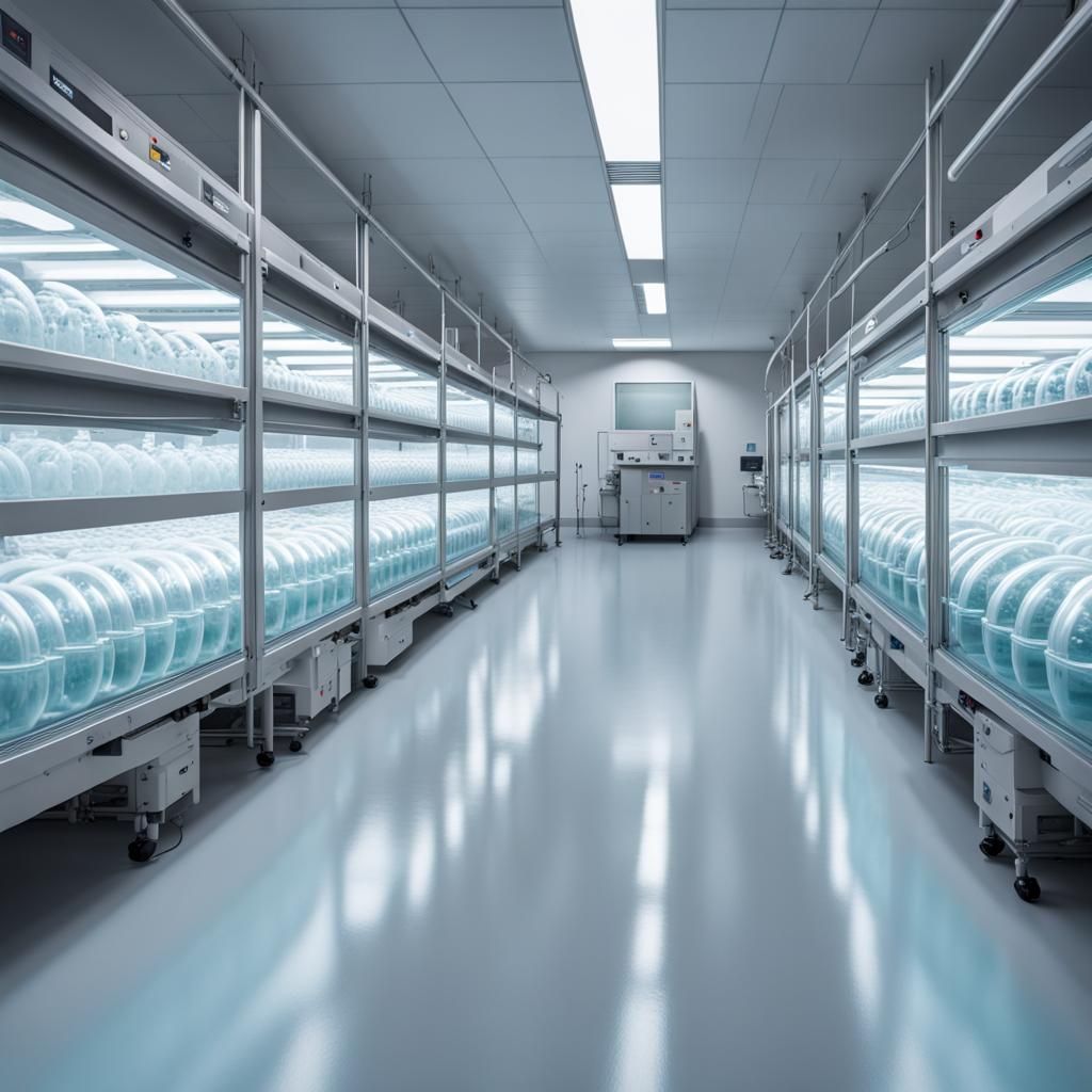 Futuristic Laboratory with Clone Incubation Tanks
