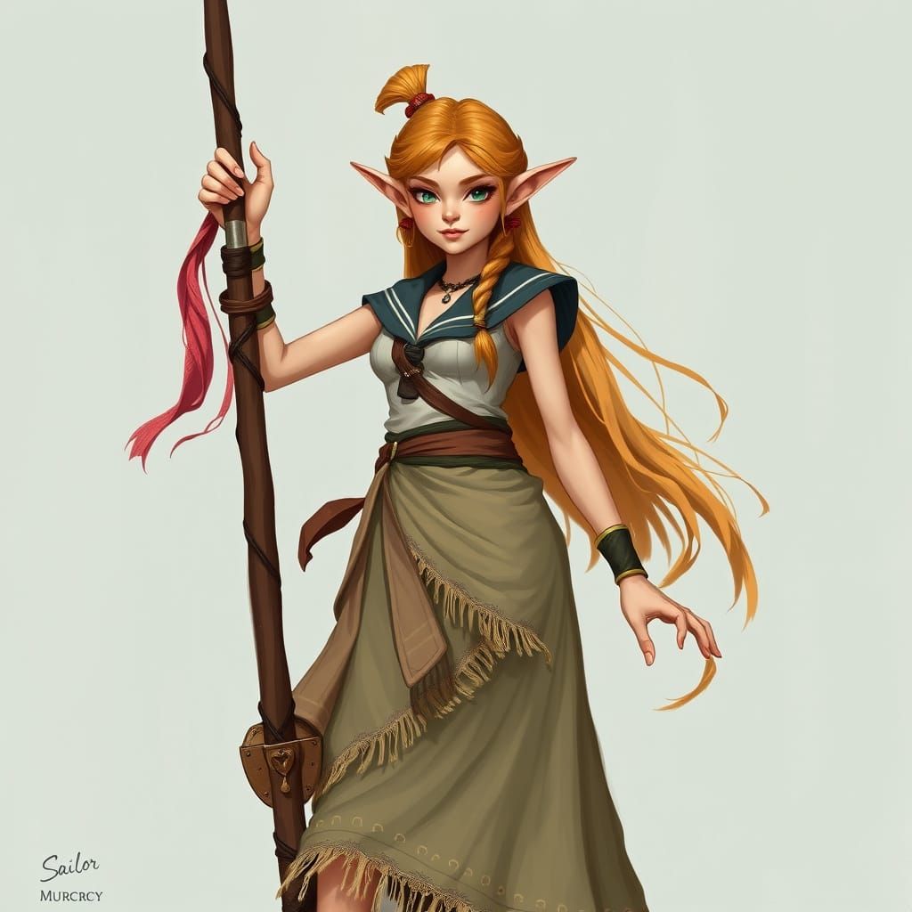 Sailor Elf Maiden in Elegant Long Skirt