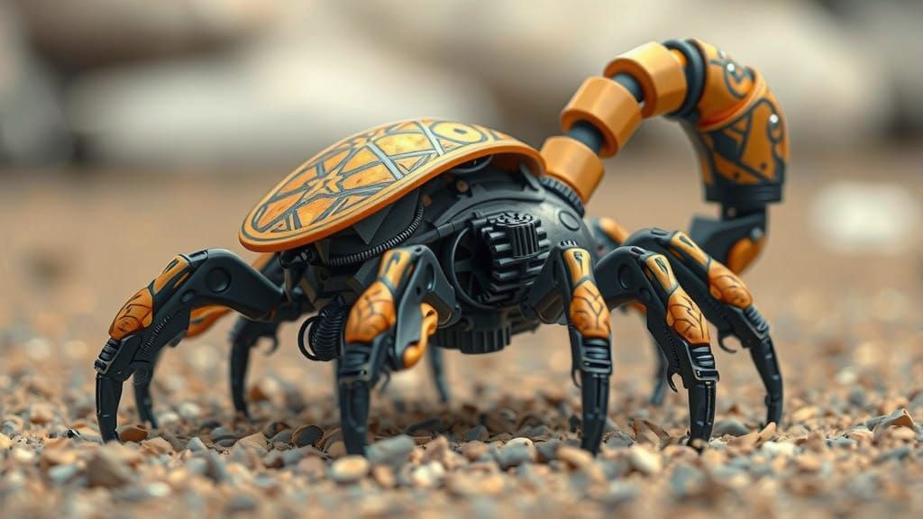 Mechanical Scorpion in Ornate Ceramic Armor