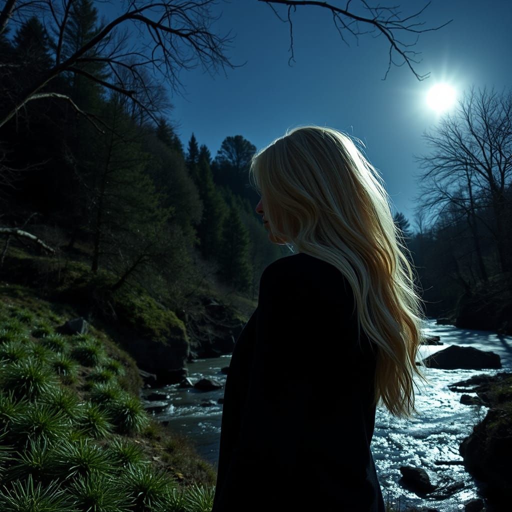 Blonde in Tree Attacked by Monsters: Digital Art