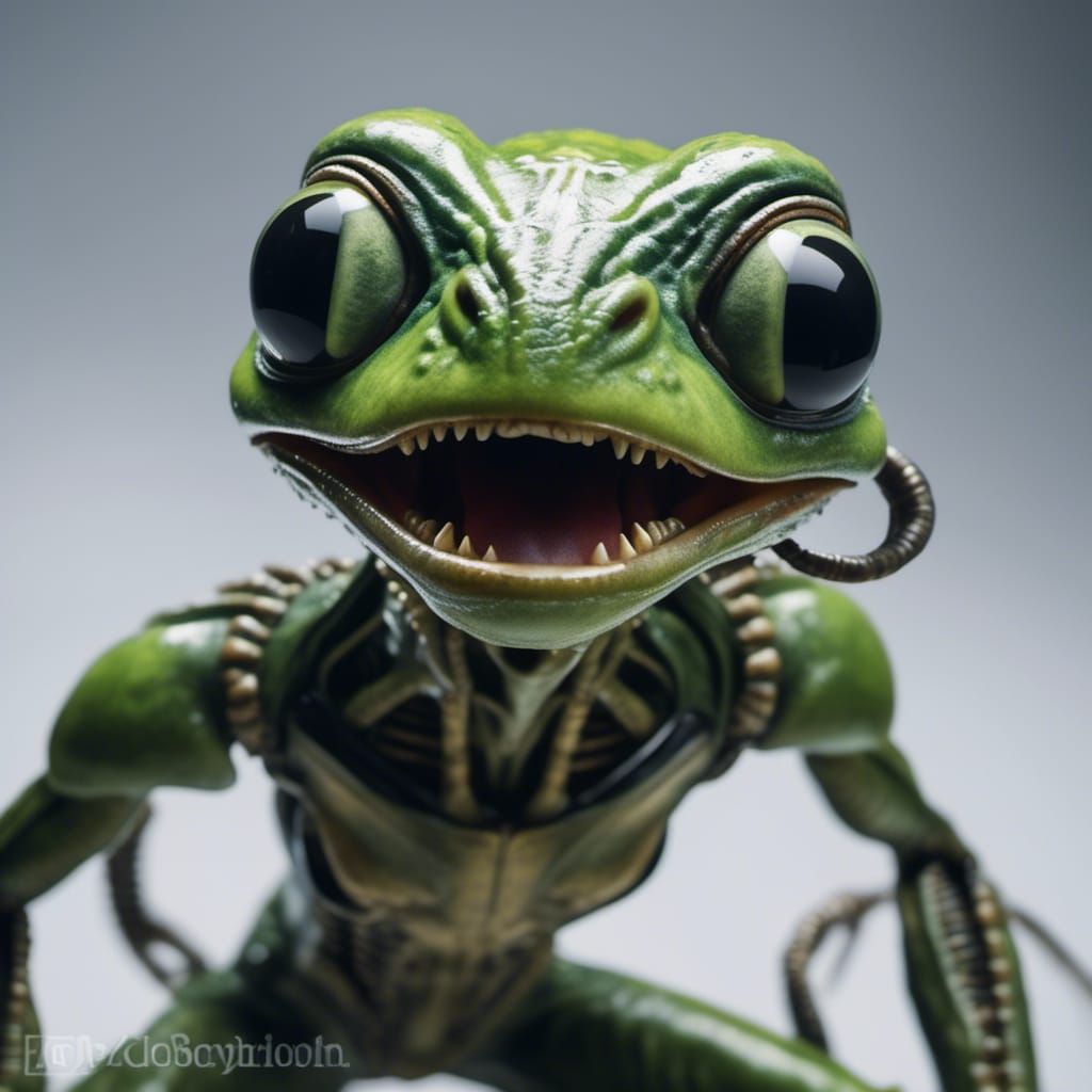 Chibi Xenomorph-Kermit Frog Alien Optical Projection