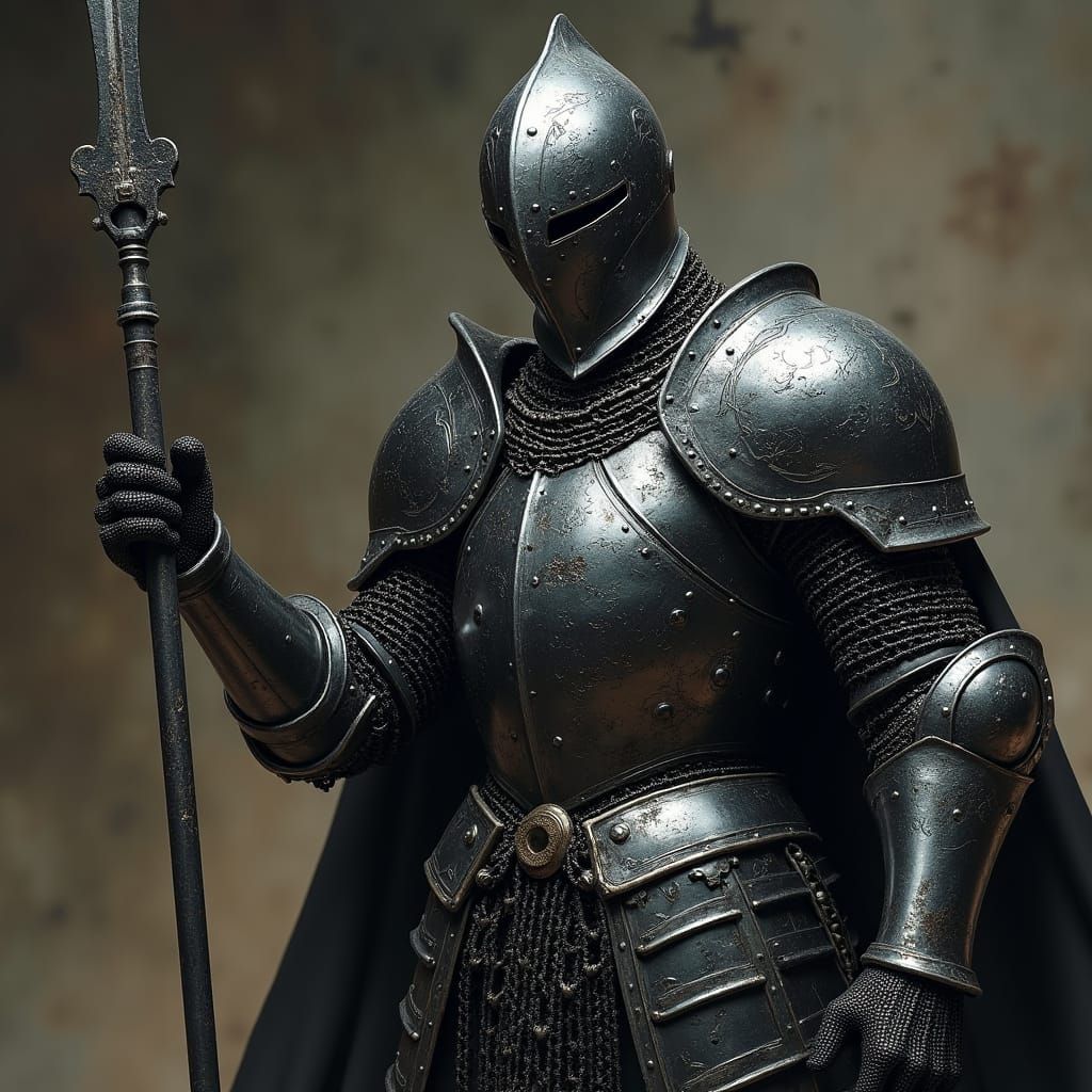 Knight in Gothic Plate Armor with Spear