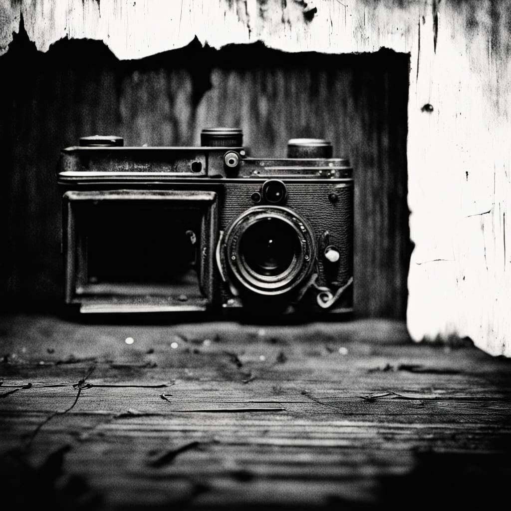 Abandoned Horror Scene in High Contrast Black and White