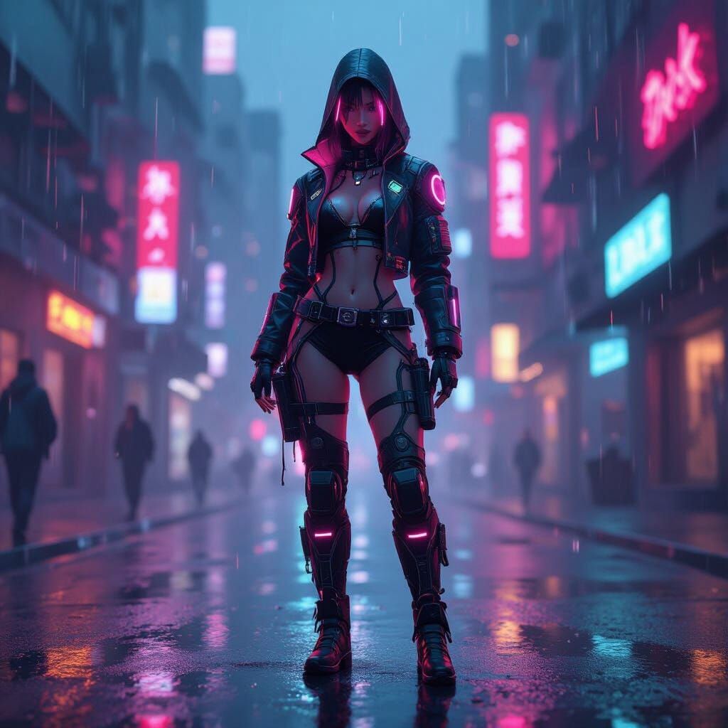 MLBB Cyberpunk Character Art with Neon Enhancements