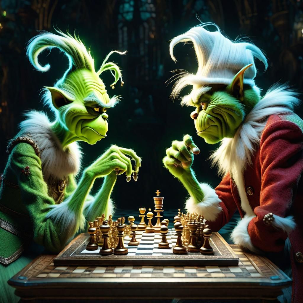 Mr. and Mrs. Grinch Play Chess