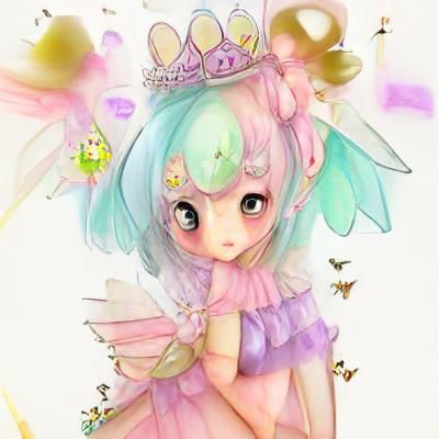 Cute Pastel Anime Fairy Princess Illustration