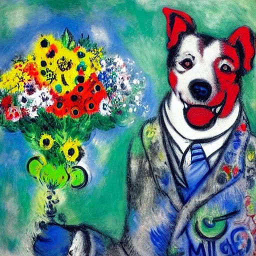 Dog with Flowers: Street Art Inspired by Impressionism