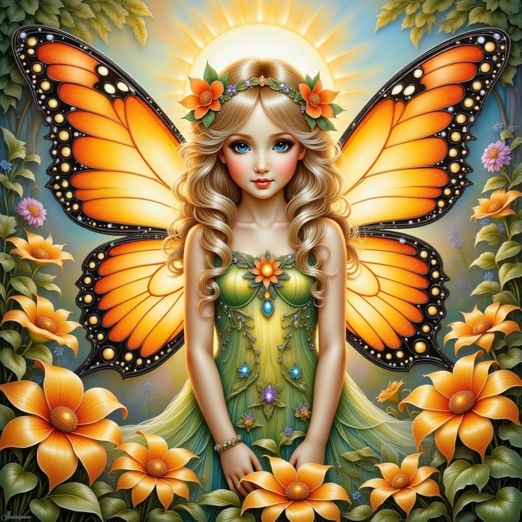 Orange Butterfly Fairy Portrait