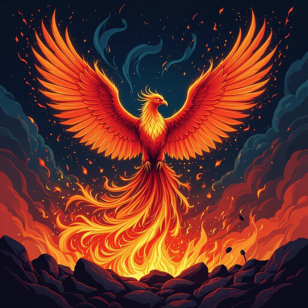 Phoenix Erupts From Embers in Fiery Spectacle