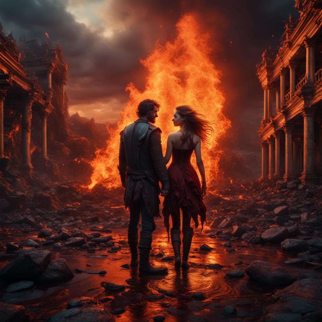 Partially Burned Photograph of a Couple: Detailed Matte Pain...