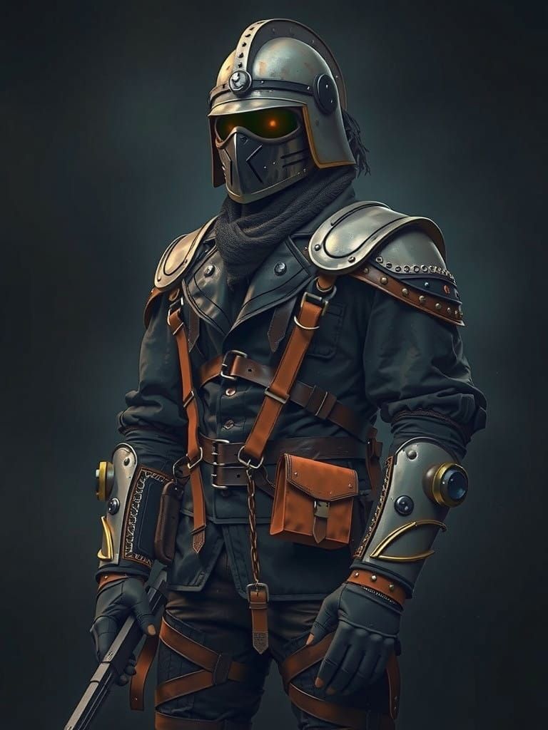 Cyberpunk Scoundrel in Muted Diesel-Punk Hues