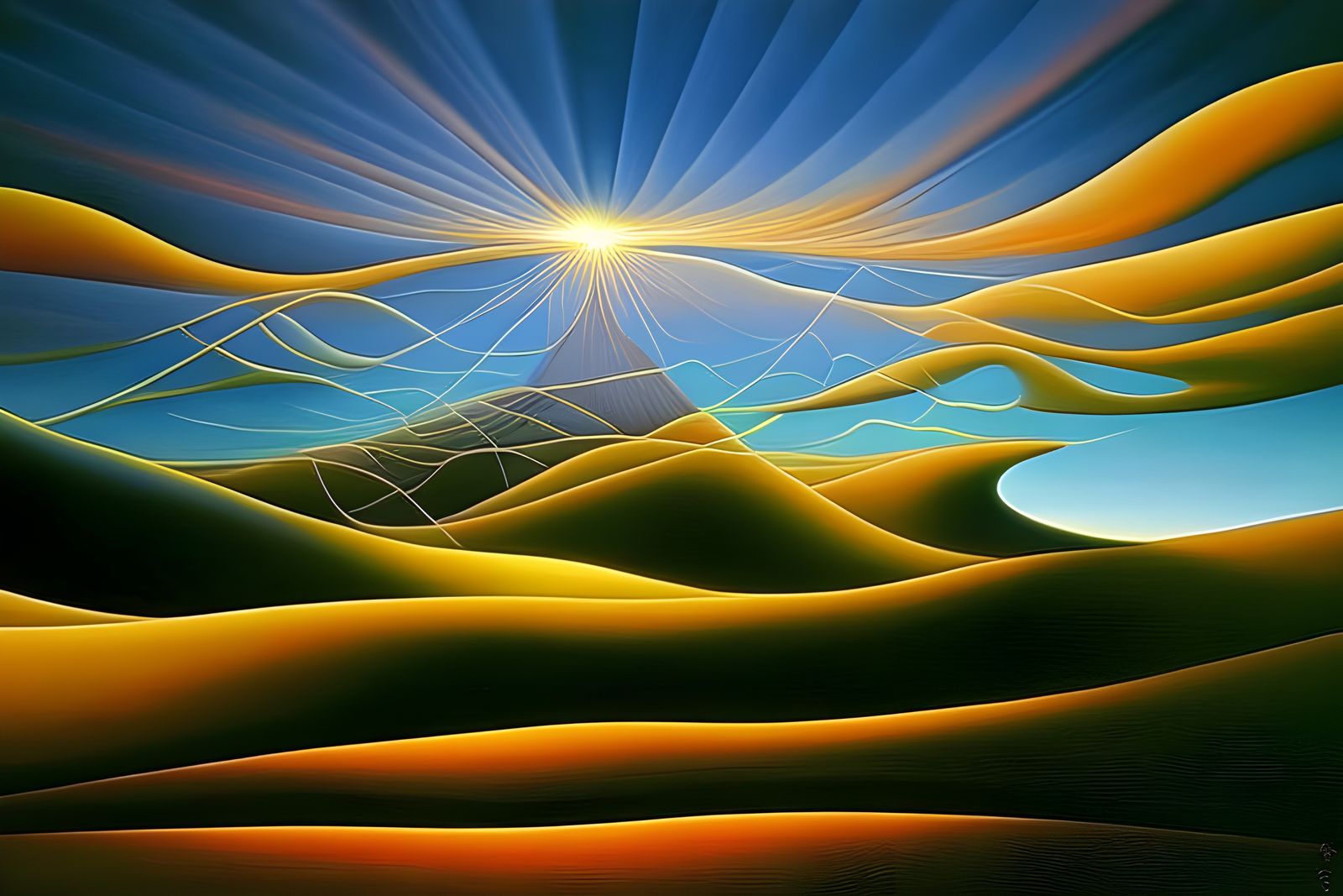 Dreamlike World at Night in Abstract Illusionism