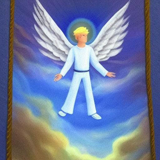 Angel Boy in a Heavenly Dreamscape with Glowing Aura