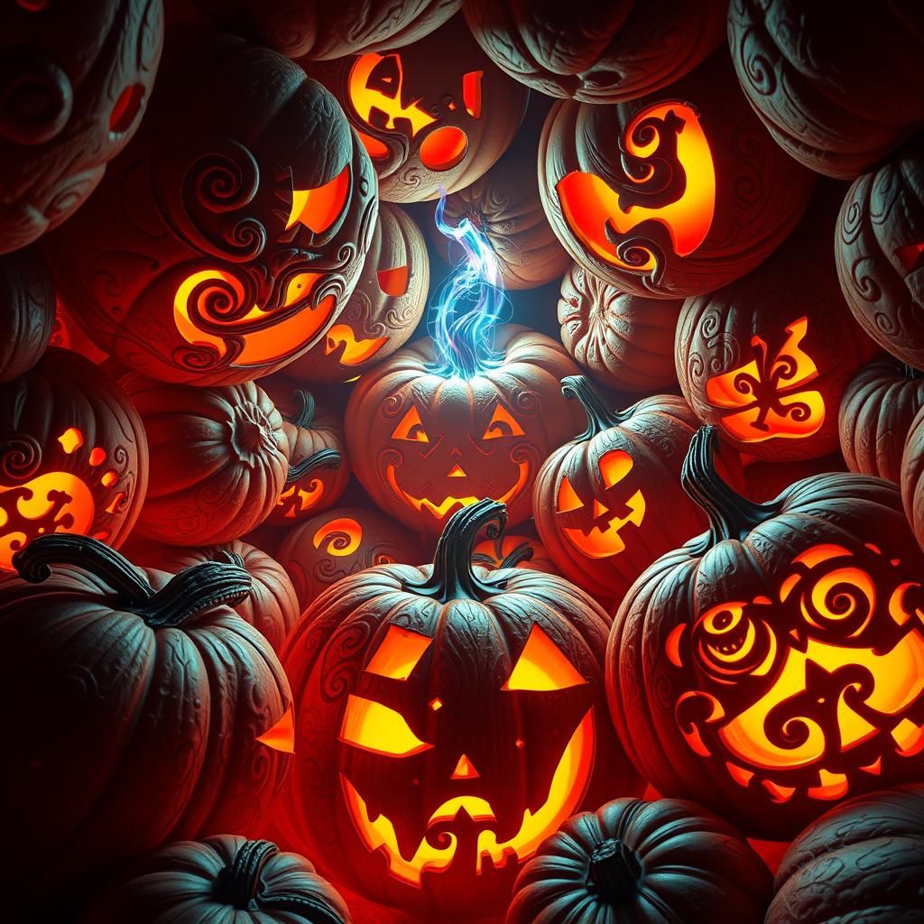 Nested Jack-o-Lanterns: Dreamlike Digital Art