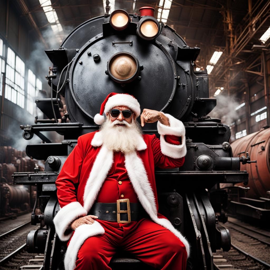 Brawny Santa Portrait in Toy Factory, Hildebrandt Style