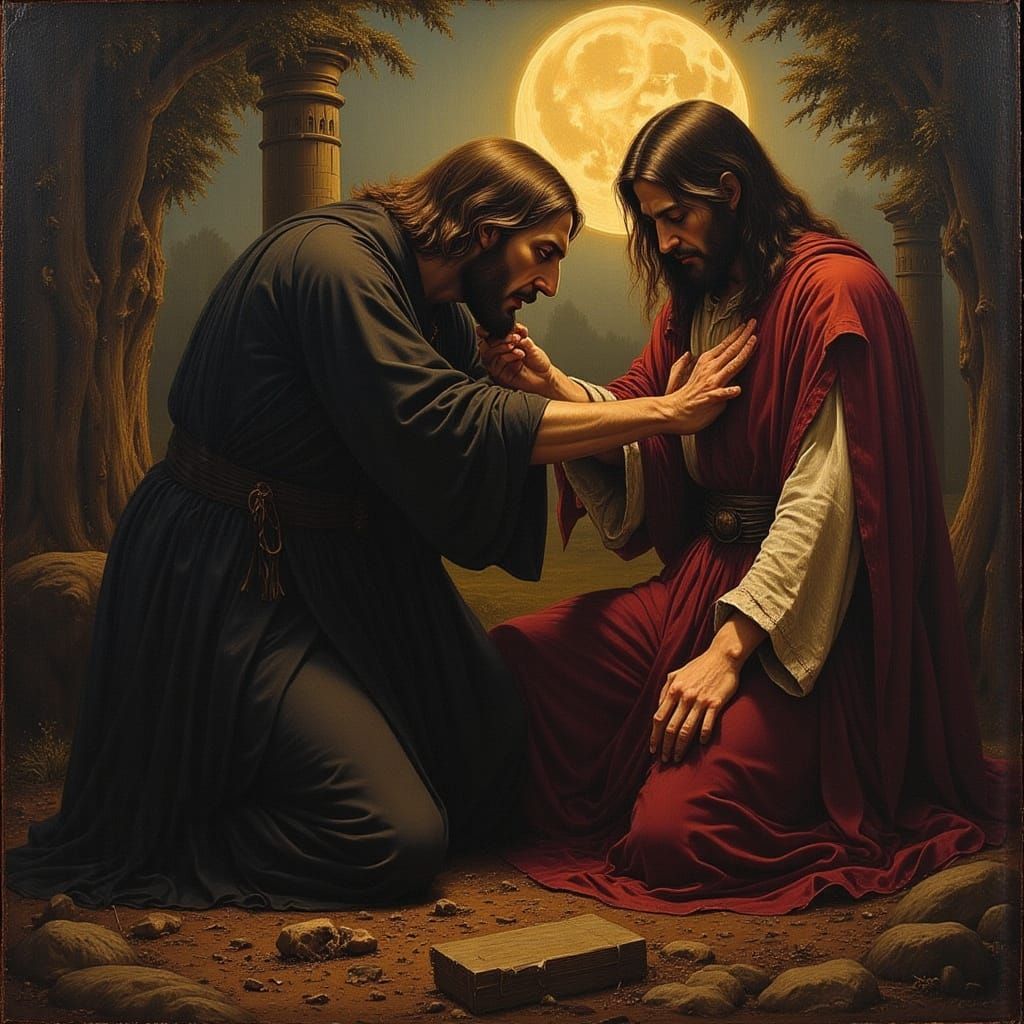 in the garden of Gethsemane Jesus' blood cures the vampire that bit him