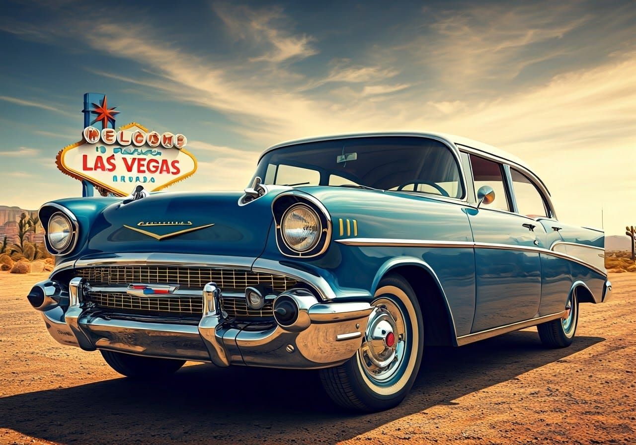 Classic 1957 Chevy Bel Air Under Desert Sun