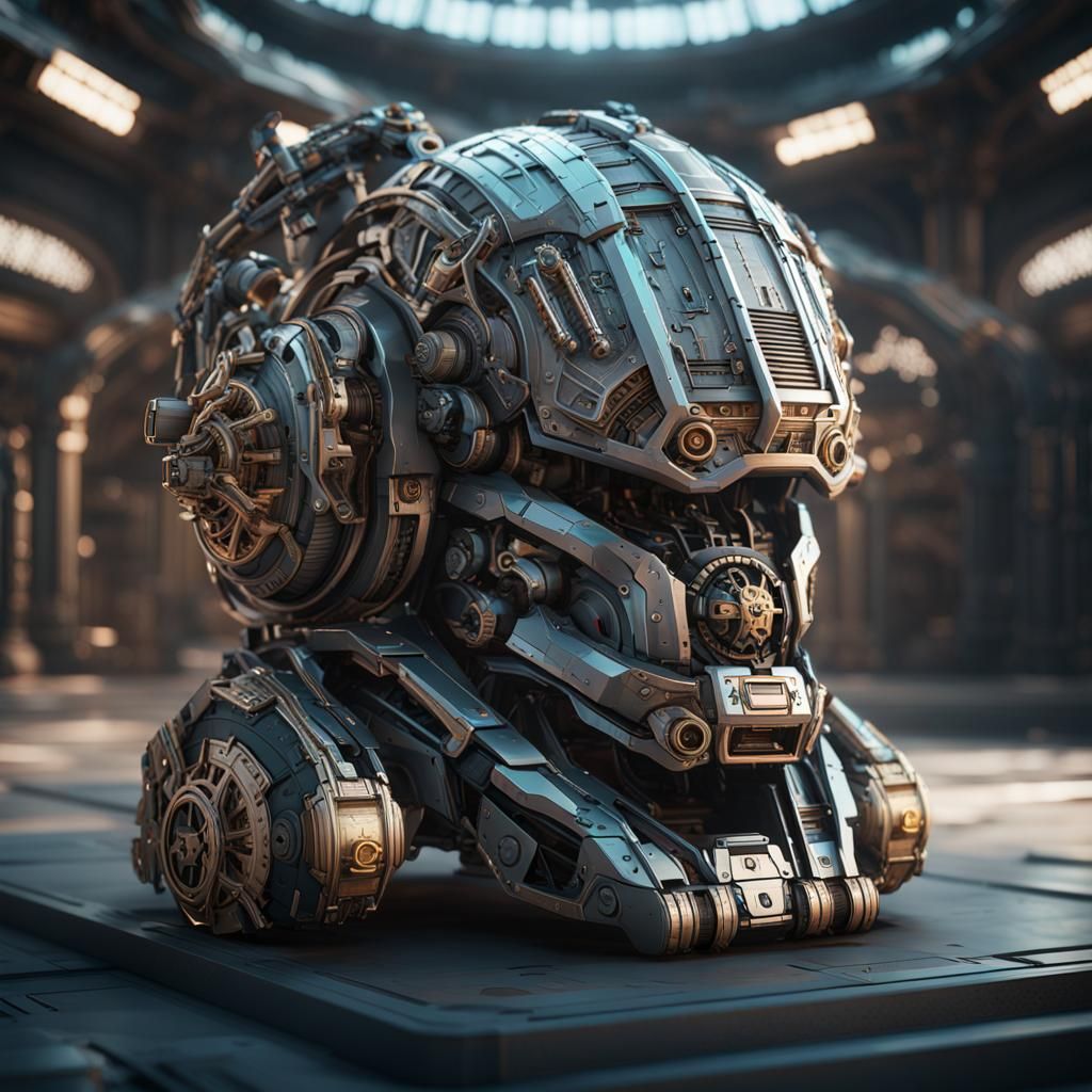 Futuristic Sci-Fi Helm with Intricate Mech Details