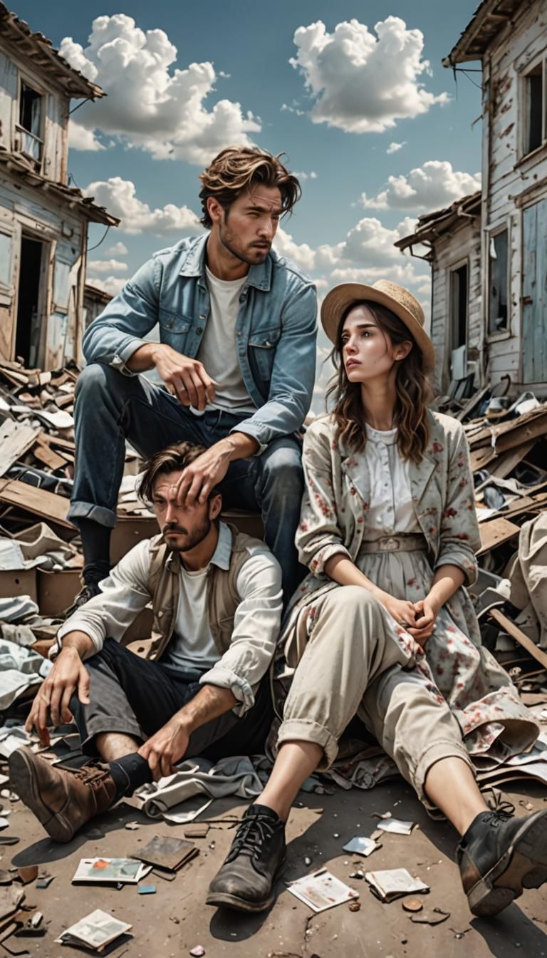 Confused People Daydreaming: A Photorealistic Scene