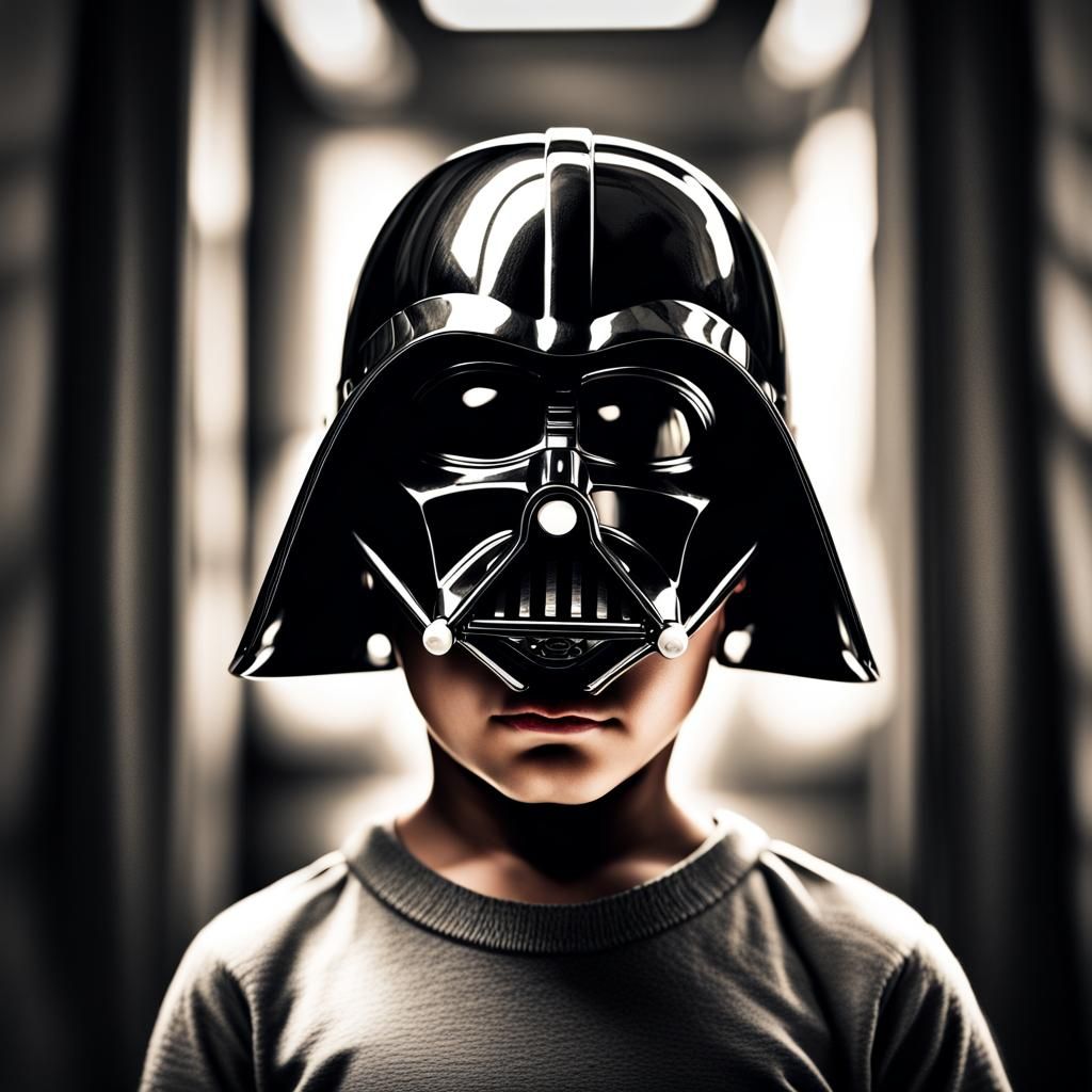 Boy with Darth Vader Helmet: Hyperrealistic 64MP