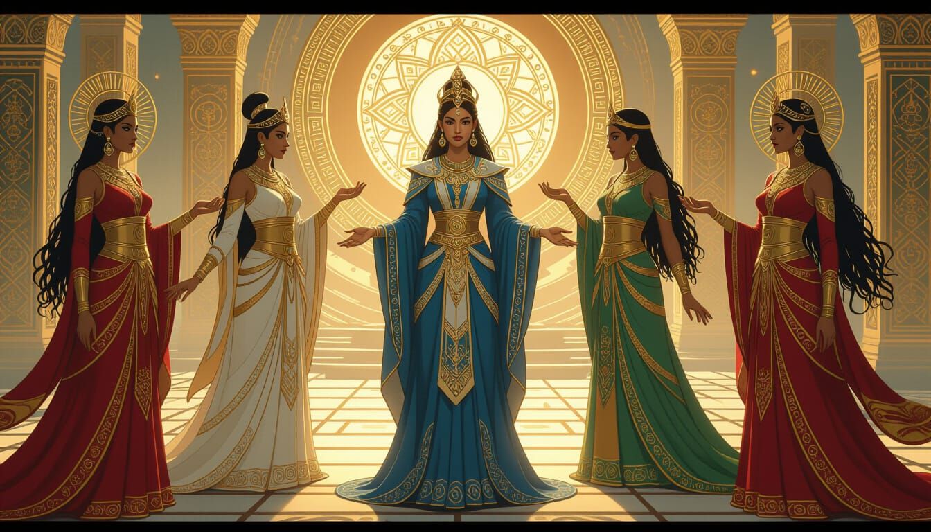 Mythological Goddesses in Fantasy Art Style