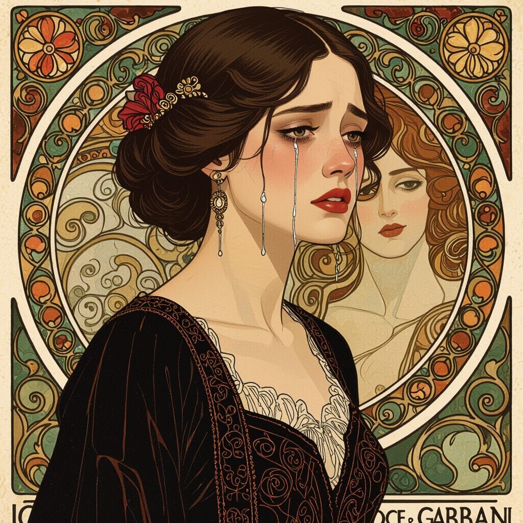 Heartbroken Woman in Dolce & Gabbana, Art Nouveau