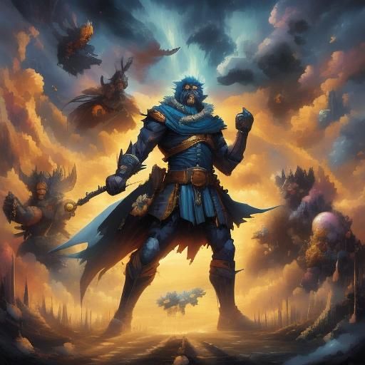 Boy's Apocalyptic Battle in Comic Book Art Style