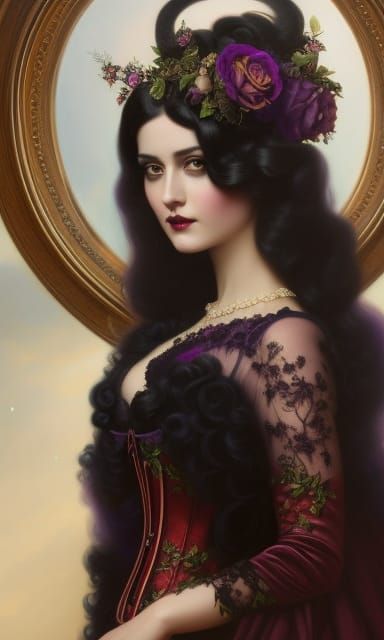 Rococo Portrait of a Lady in Velvet and Lace