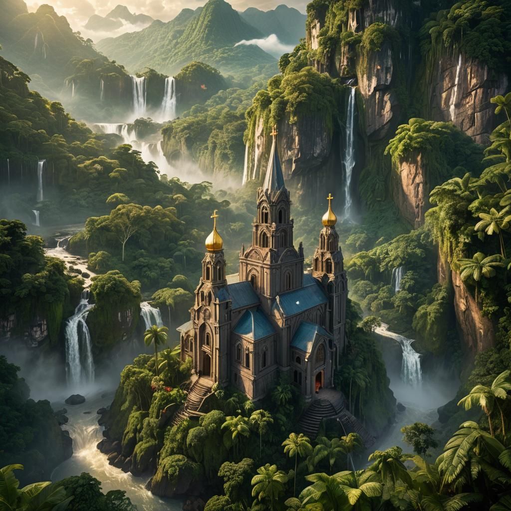 Majestic Church in Amazonas Mountains at Golden Hour