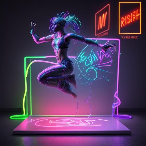 Neon Rainbow Dancer: 3D Wireframe Rendering