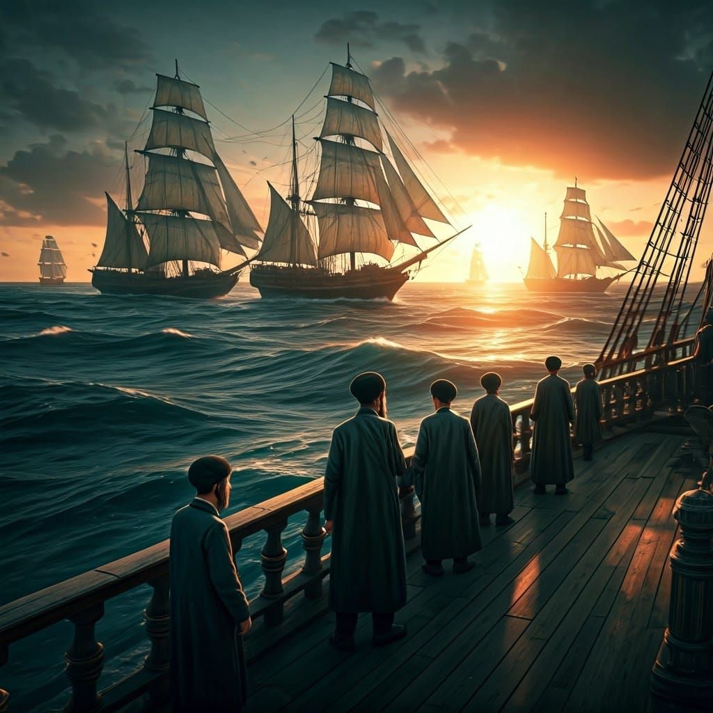 Majestic 19th-Century Galleon Dominates a Turbulent Stormy S...