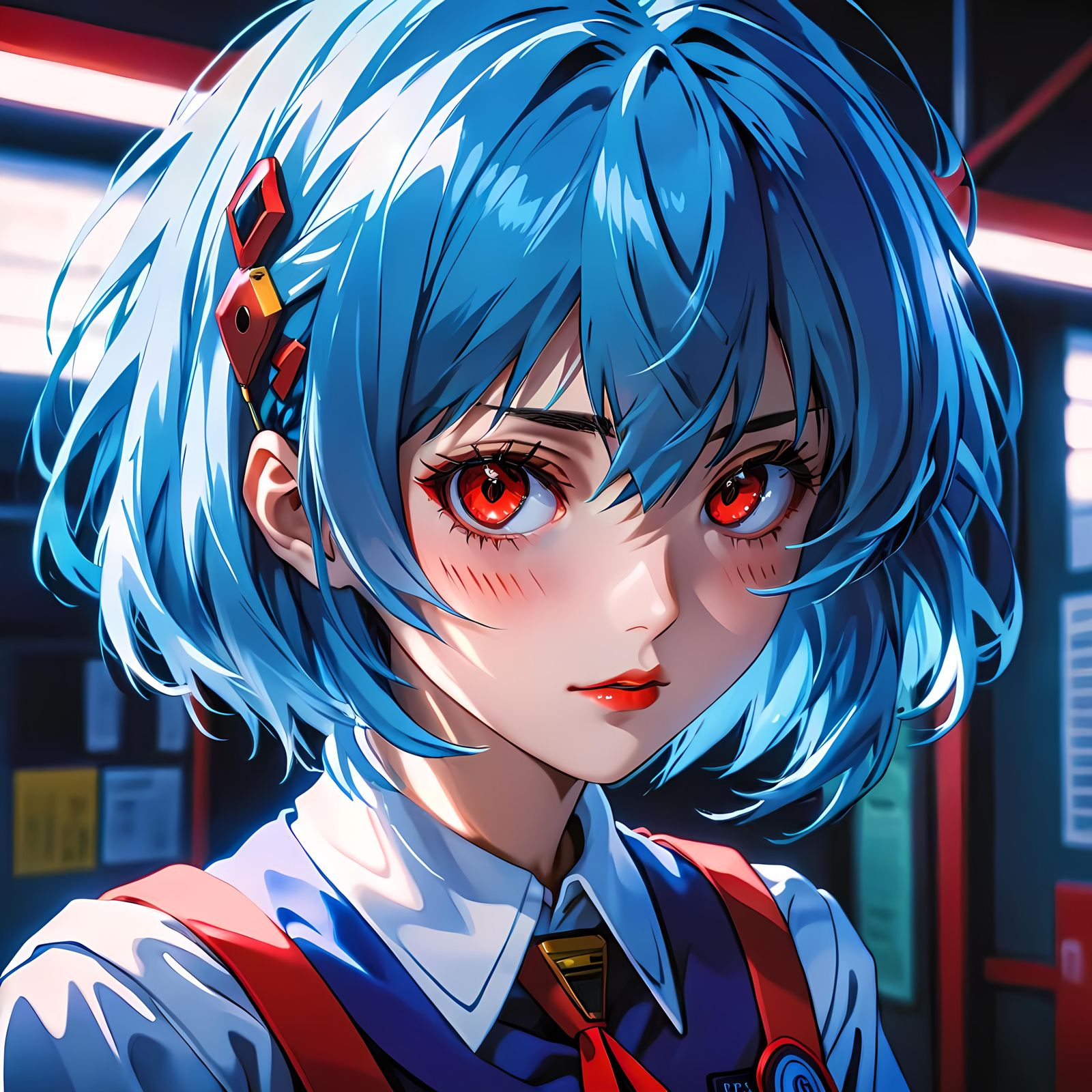 Ayanami Rei in 90s Anime Style