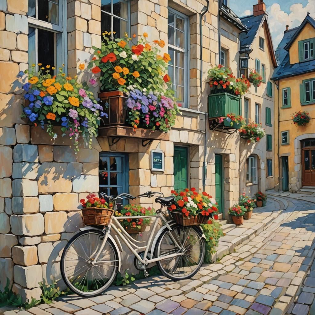 Swedish Village Street in Expressionist Style