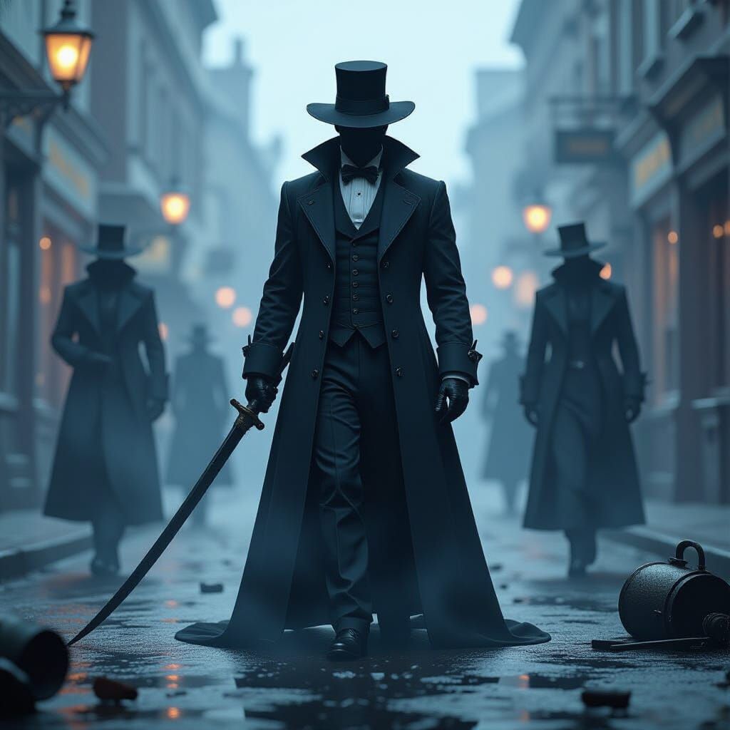 Jack the Ripper Portrait With Spectral Figures