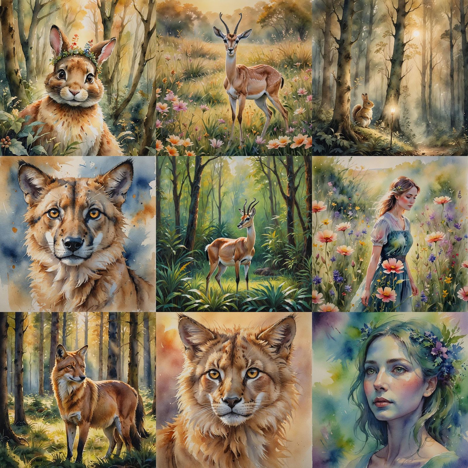 Magical Gazelle: Deep Color Watercolor Masterpiece