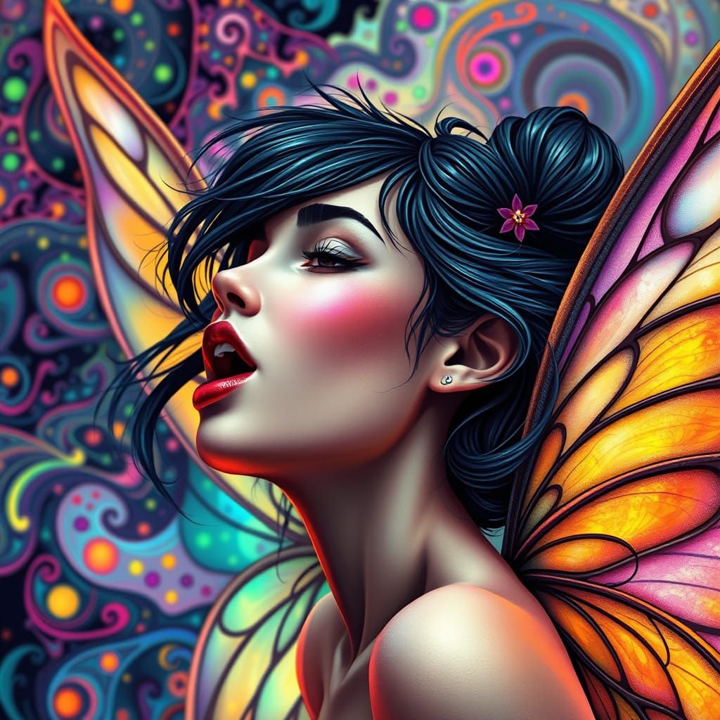 Vibrant Music Fairy in Iridescent Abstraction