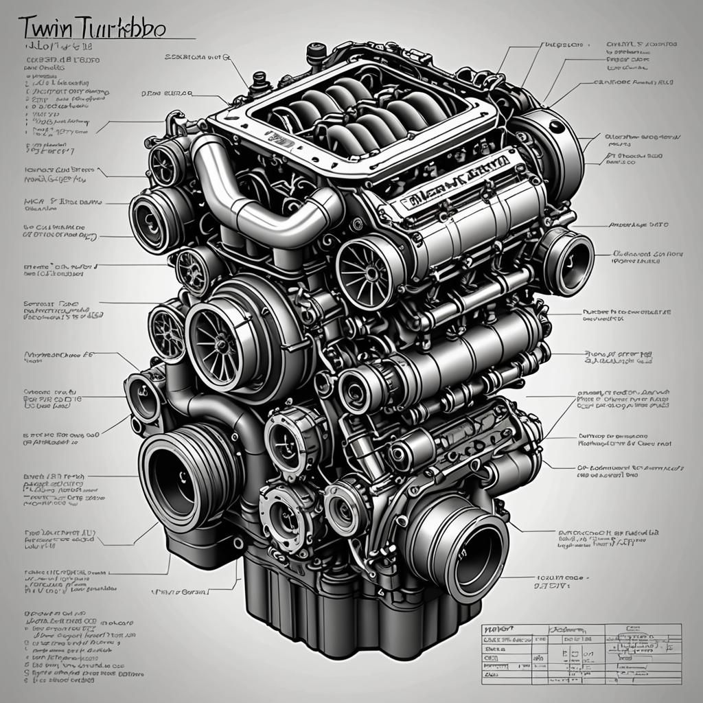 Twin Turbo LT1 Engine Schematic: Line Drawing