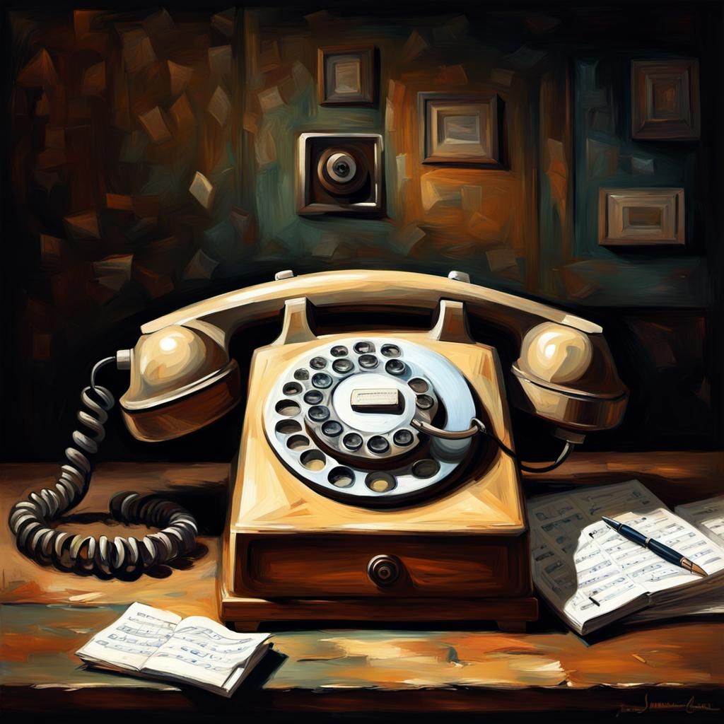Post-Impressionist Telephone with Notepad in Oil Paint