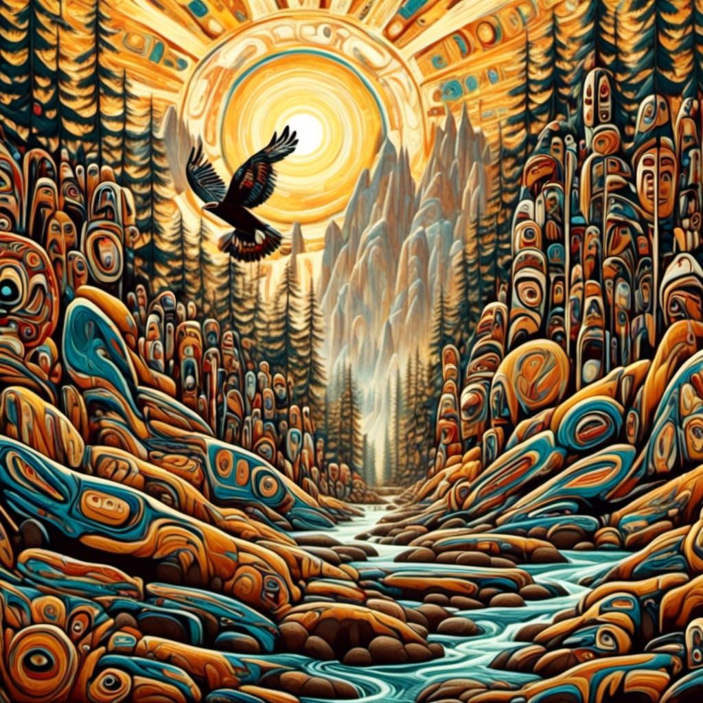 Indigenous Landscape with Ovoid Boulders in Digital Woodland...