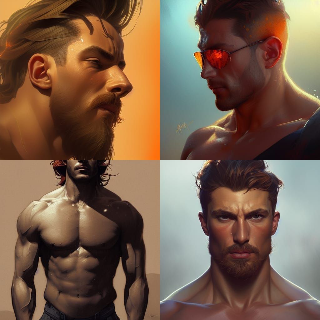 Handsome Hero Portrait in Hyperdetailed Style