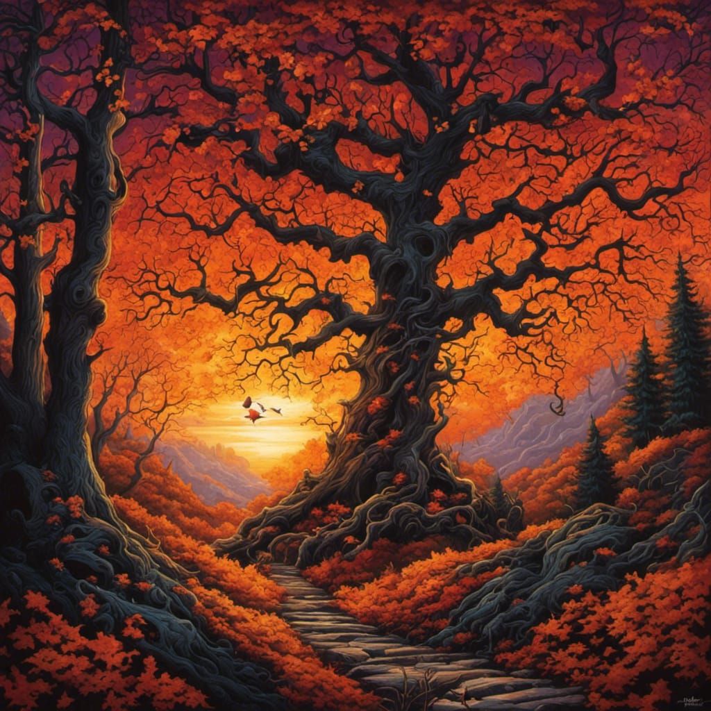 Gothic Autumn Forest in Tim Burton Style