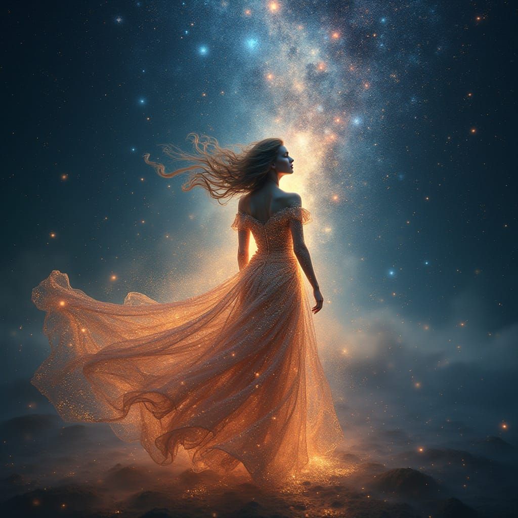 Cosmic Woman of Stardust and Light