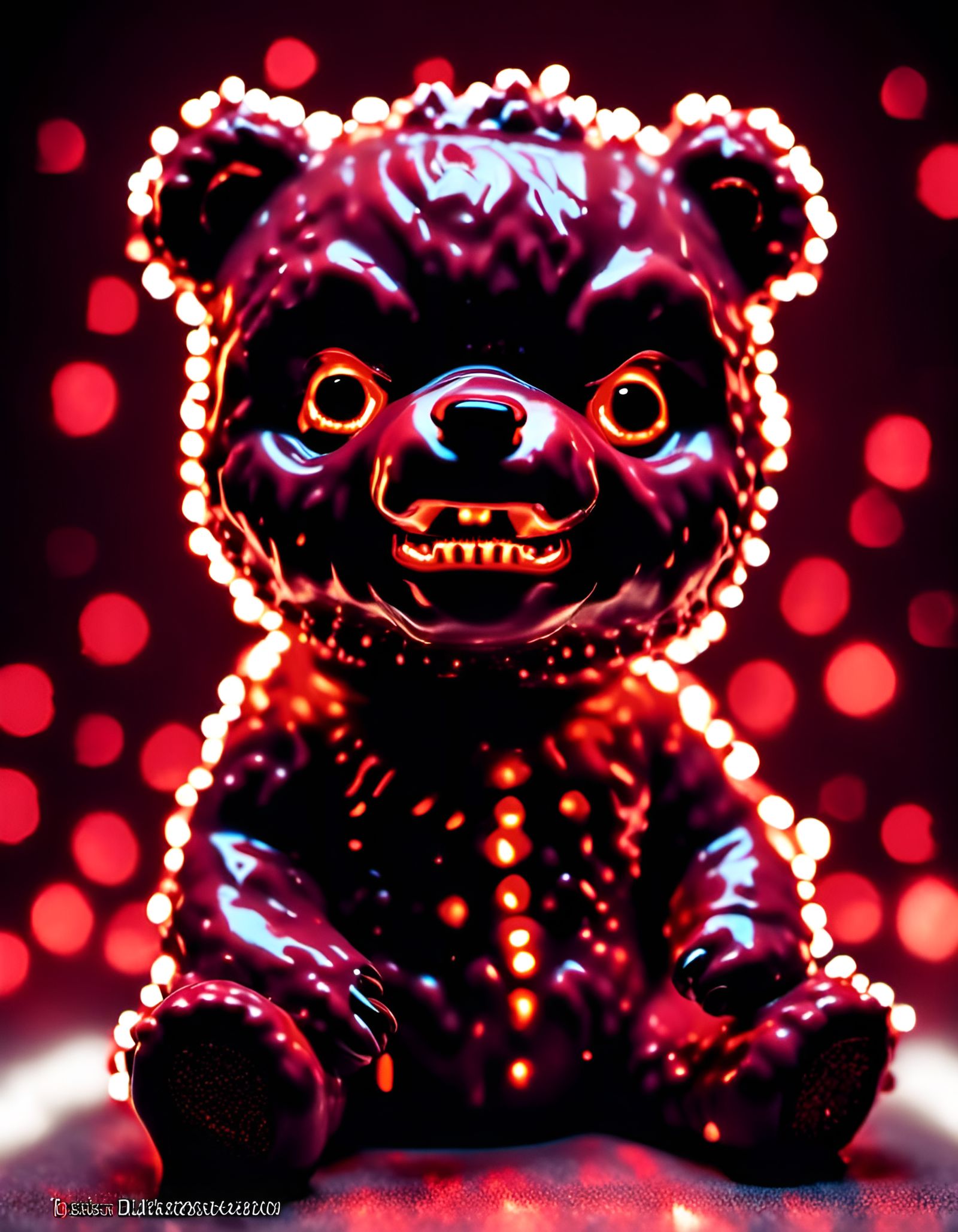 UV Blacklight Chibi Imp Bear Microphotograph