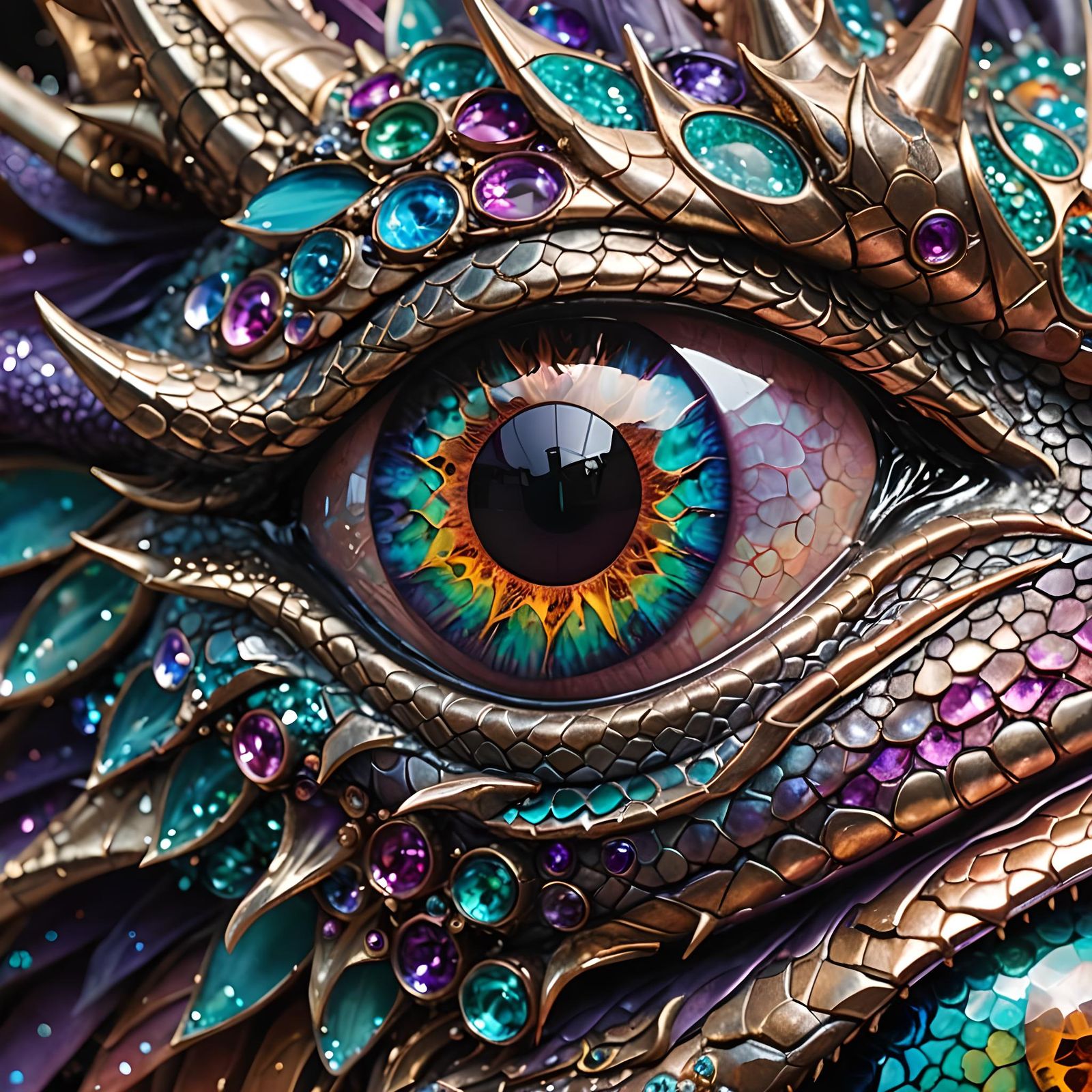 Dragon's Kaleidoscope Eye: Ultrarealistic Close-Up